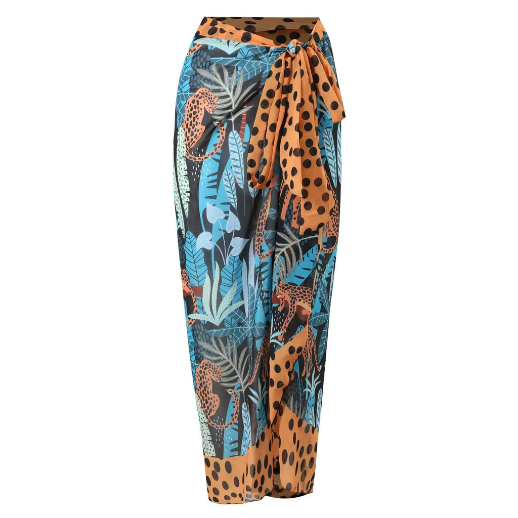 2026 New Sexy Print Retro Swimwear Beach Dress Cover Up Long Skirts Skirt Party Outfits Swimsuit Beachwear - Matrix Studios