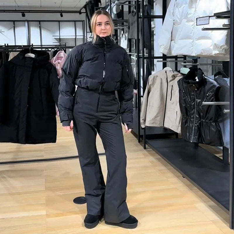 Fashion Turtleneck Ski Jumpsuit Women's Windproof Long Sleeve Thermal Zippers Onesie 2025 Autumn Winter Lady All-in-One Snowsuit - Matrix Studios