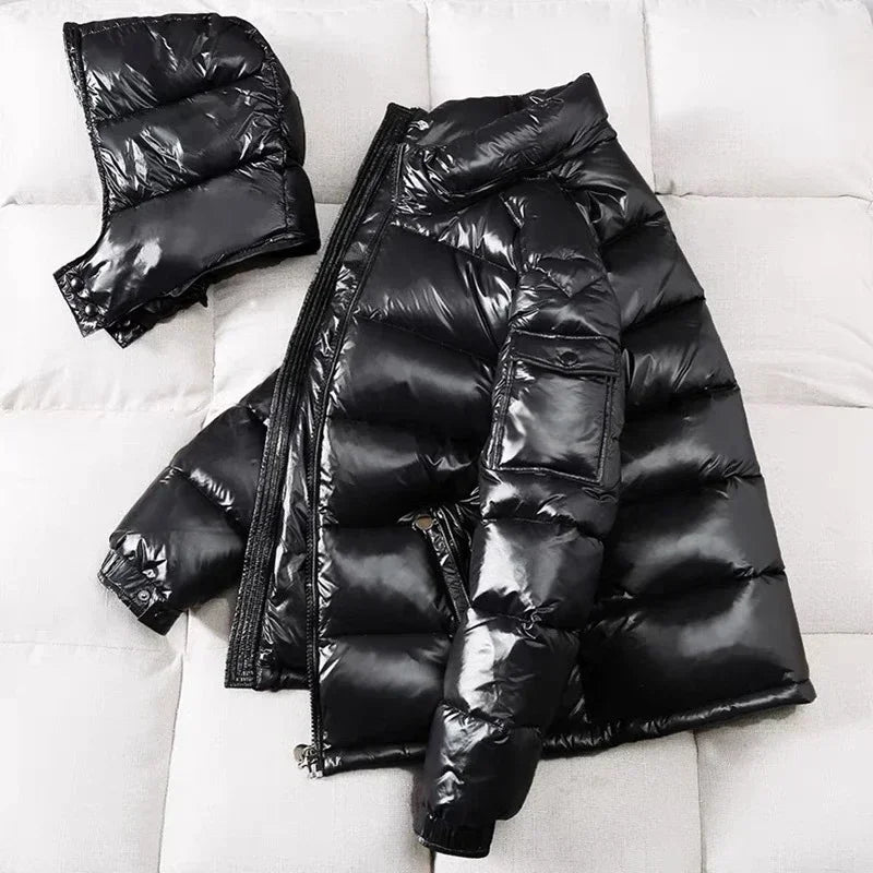 New Winter Men Shiny White Duck Down Coats Hooded Casual Puffer Jackets Quality Male Outdoor Windproof Parkas Warm Jackets 3XL - Matrix Studios