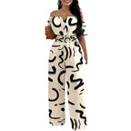 Summer Elegant Off Shoulder Women's Jumpsuit 2024 Fashion Trend Casual Short Sleeve Wide Leg Pants Jumpsuits for Women Overalls - Matrix Studios