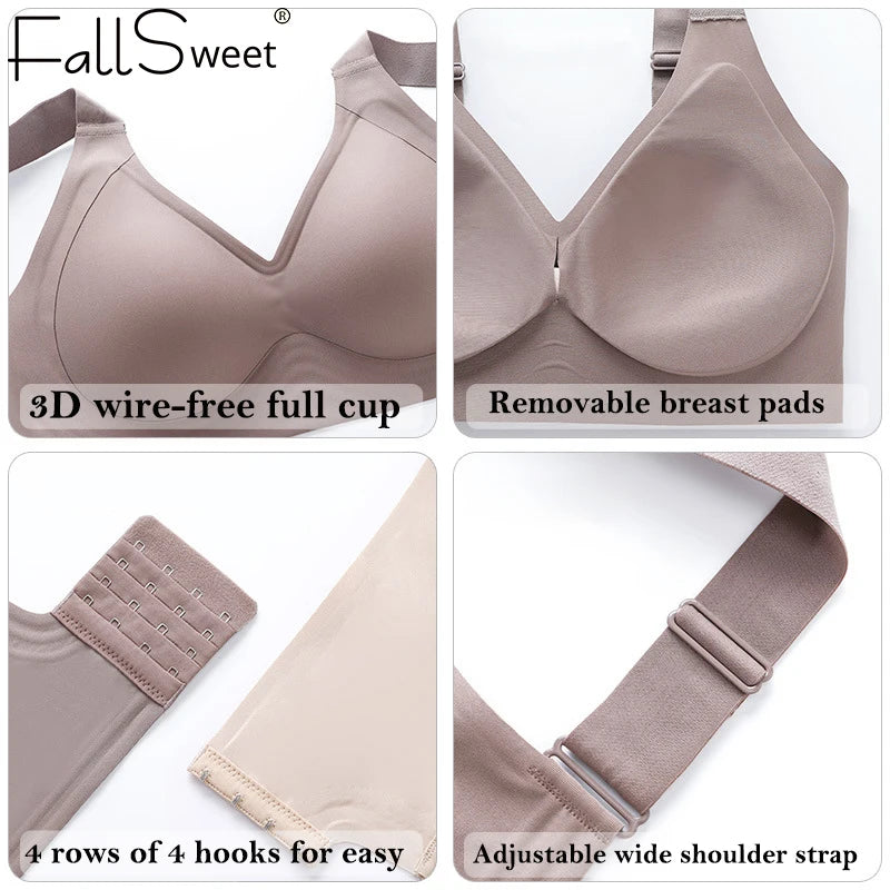 FallSweet Push UP Bra for Women Seamless Plus Size Bras Thin Cup Wireless Bralette Sexy Brassiere Femme M-6XL - Matrix Studios
