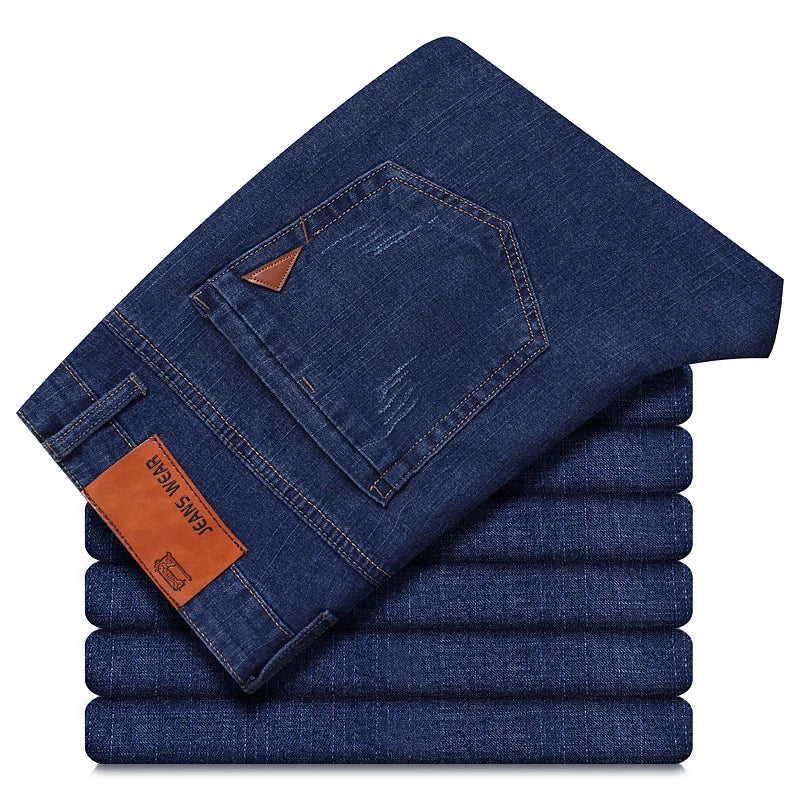 2026 New Style Business Men's Jeans Casual Straight Stretch Fashion Classic Blue Black Work Pant Denim Trousers Male Clothing - Matrix Studios