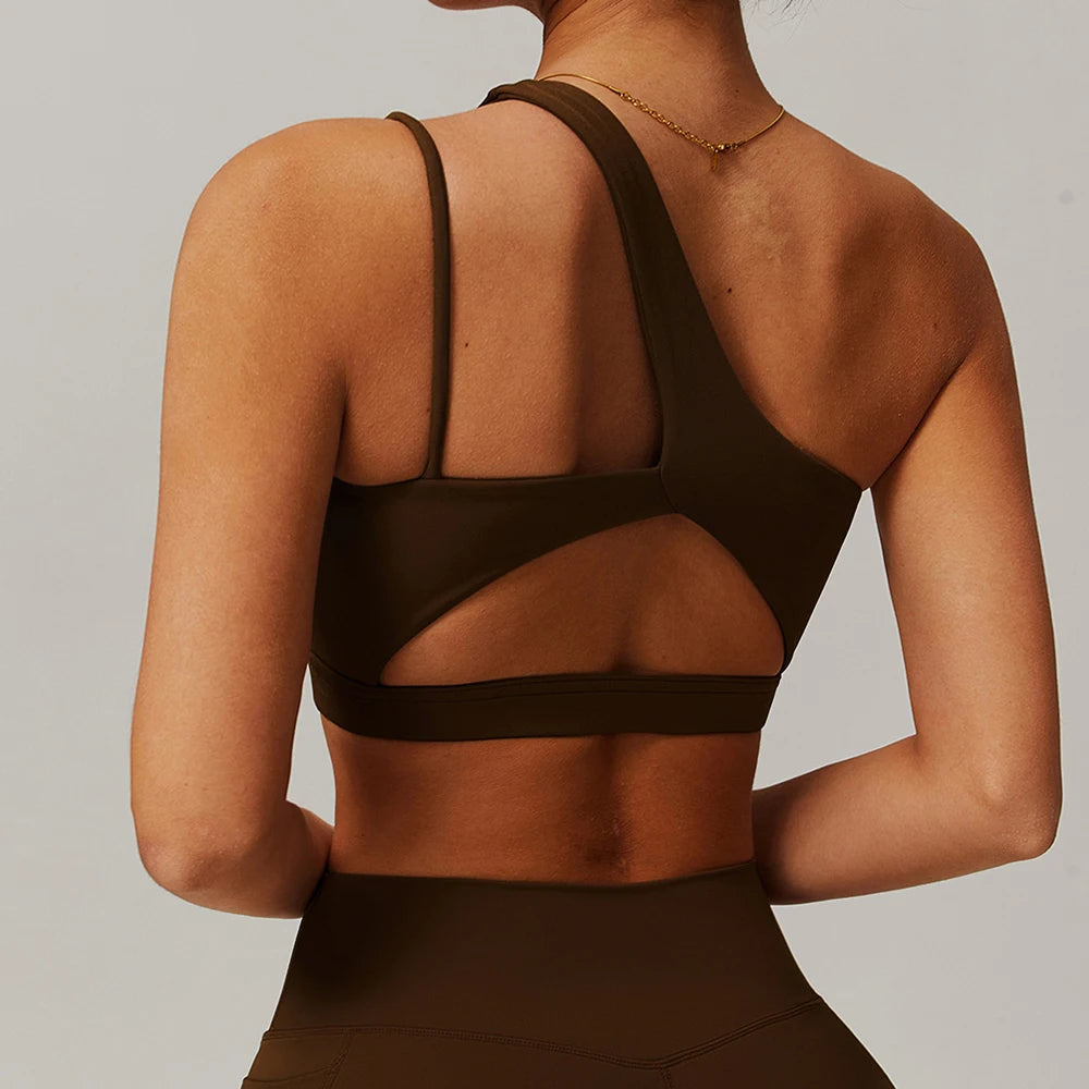 Women Shockproof Sport Bra Women's Beautiful Back Gym Sports Underwear Women Oblique Shoulder Straps Running Fitness Yoga Bra ﻿ - Matrix Studios