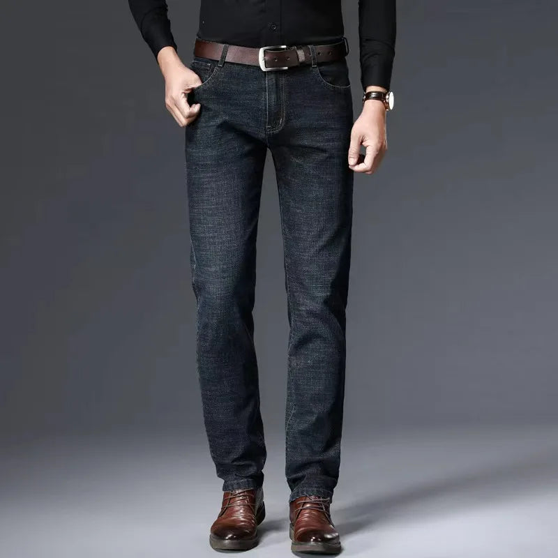 2026 New Style Business Men's Jeans Casual Straight Stretch Fashion Classic Blue Black Work Pant Denim Trousers Male Clothing - Matrix Studios