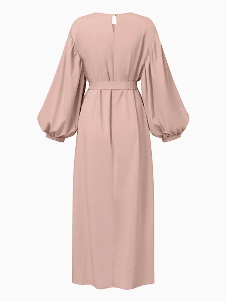 Autumn Puff Sleeve Morocco Muslim Dress Women Abaya Kaftans Casual Evening Dresses Woman Turkey Islam Long Robe Femme Vestidos - Matrix-studios.com