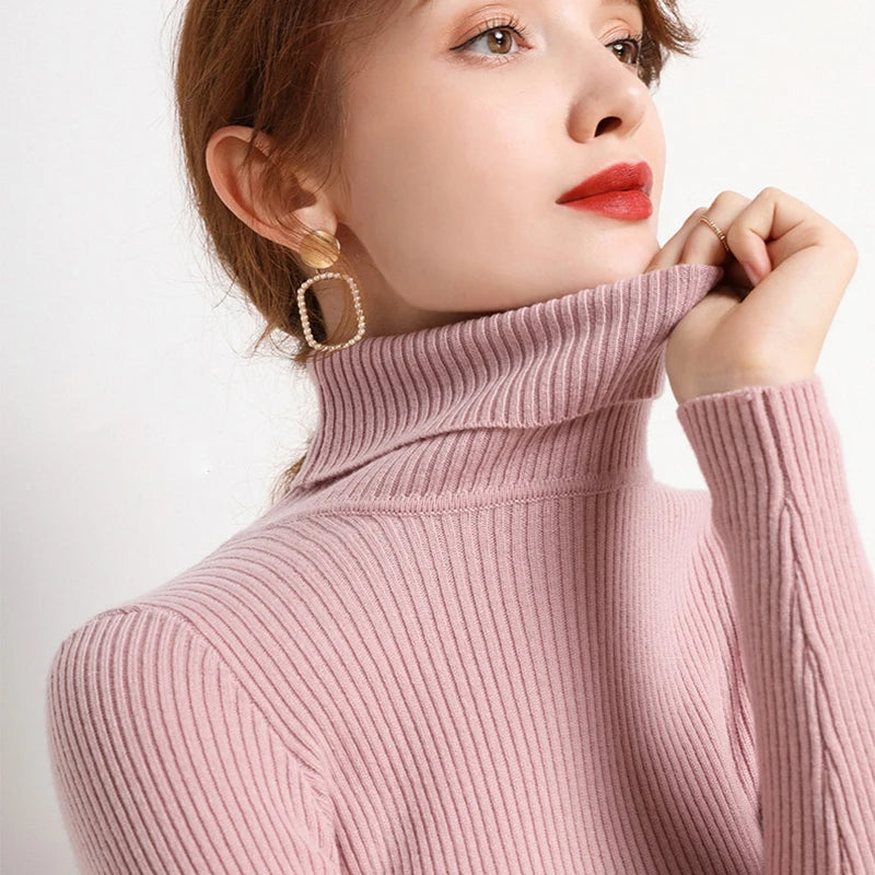 Heliar Women Fall Turtleneck Sweater Knitted Soft Pullovers Cashmere Jumpers Basic Soft Sweaters For Women 2026 Autumn Winter - Matrix Studios