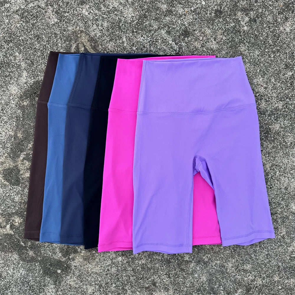 Solid Color Soft Athletic Cycling High Waist Yoga Short Leg Women Fitness Sports Short Comprehensive Training Jog Squat Proof - Matrix Studios