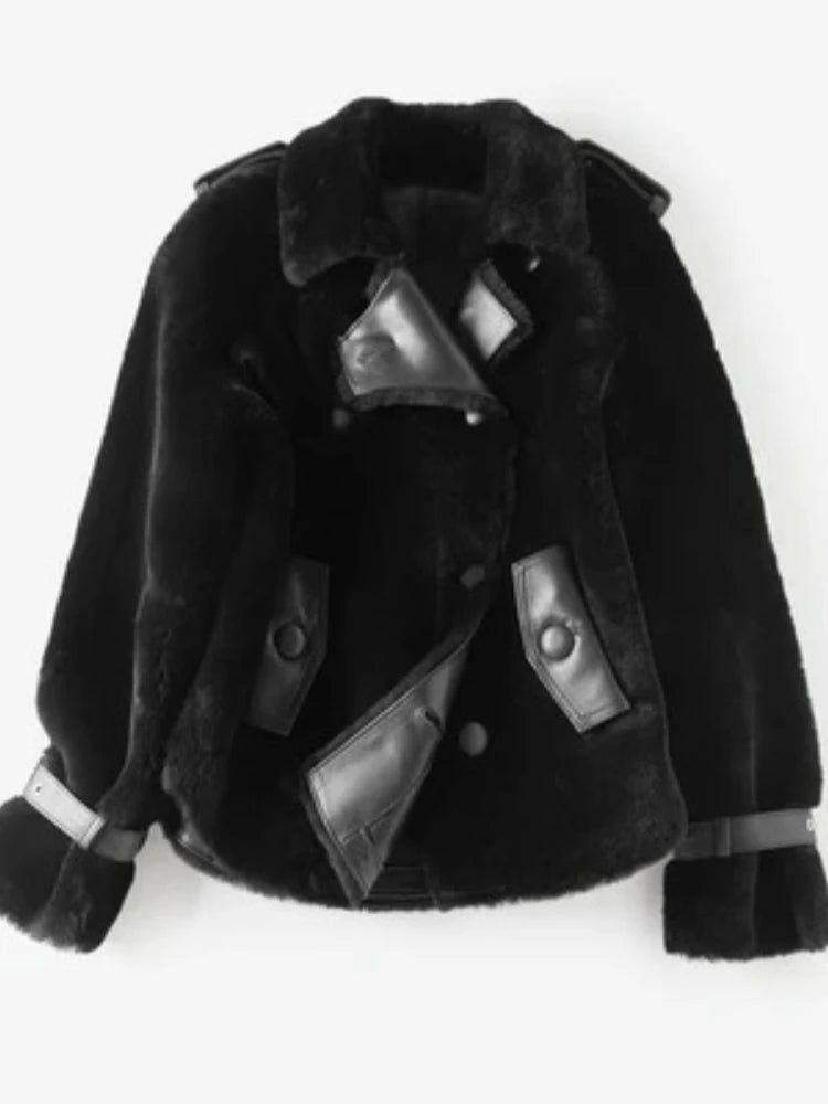 OFTBUY Real Fur Coat Winter Jacket Women Merino Sheep Fur Real Genuine Leather Jacket Liner Thick Warm Natural Fur Parka Female - Matrix Studios
