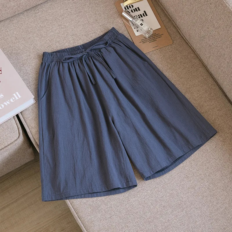 2026 Women Cotton Shorts Summer Casual Solid Two Pockets Shorts High Waist Loose Shorts for Girls Soft Cool Female Shorts - Matrix Studios