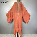 WINYI Geometric Print Kimono Kaftan Beachwear Cardigan Evening Dress Abaya Dubai Luxury Cover-Ups Beach Outfits Women Long Dress - Matrix Studios