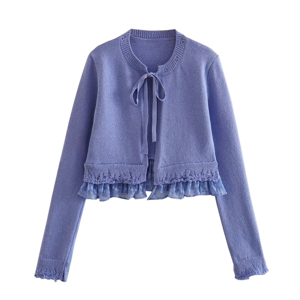 European and American style women's clothing new lace lace decoration design knitted cardigan jacket - Matrix Studios