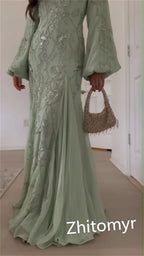 Customized Exquisite Intricate Jewel A-line Floor Length Evening Dress Formal Ocassion Gown Chiffon Prom Dress Luxury Classic Fo - Matrix-studios.com