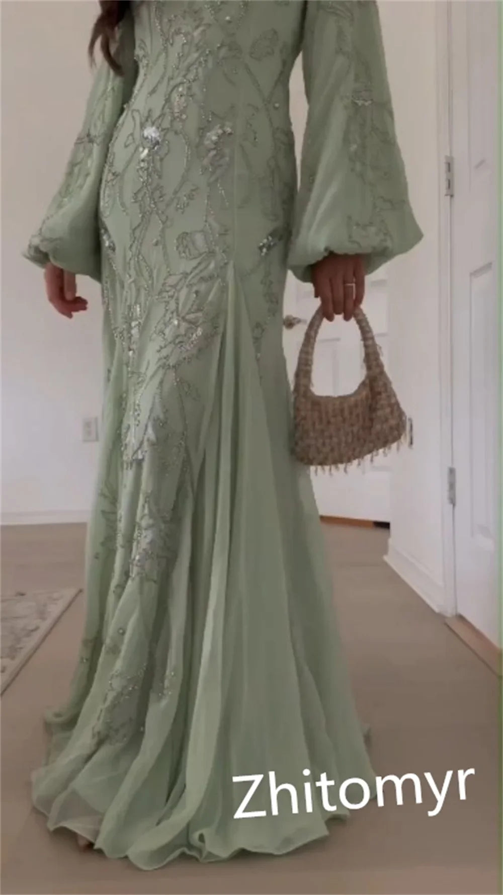 Customized Exquisite Intricate Jewel A-line Floor Length Evening Dress Formal Ocassion Gown Chiffon Prom Dress Luxury Classic Fo - Matrix-studios.com