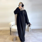 Warm Arabic Corduroy Abaya Dress for Women Ramadan Dubai Women Modest Muslim Coat Winter Islam Clothing New Turkey Solid Robe - Matrix-studios.com