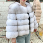 QUEENTINA Real Fox Fur Coat Winter Women'S New Fashion Furry 2025 Leather And Skin White Clothing Natural New In Coats & Jackets - Matrix Studios