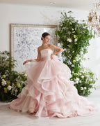 NFYN Pink Elegant Prom Dresses Strapless Backless Prom Gown Pleating Ruffles Chic Woman Evening Dresses robe de bal Customized - Matrix Studios