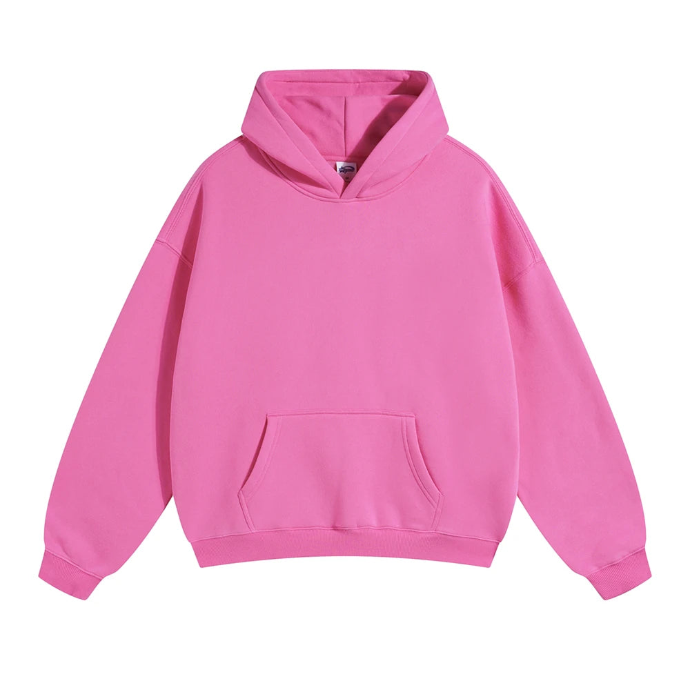 ZODF New Thick 350gsm Fleece Hooded Hoodies For Men Unisex Winter Oversized Loose Basic Solid Sweatshirts Pullovers Coats HY0631 - Matrix Studios