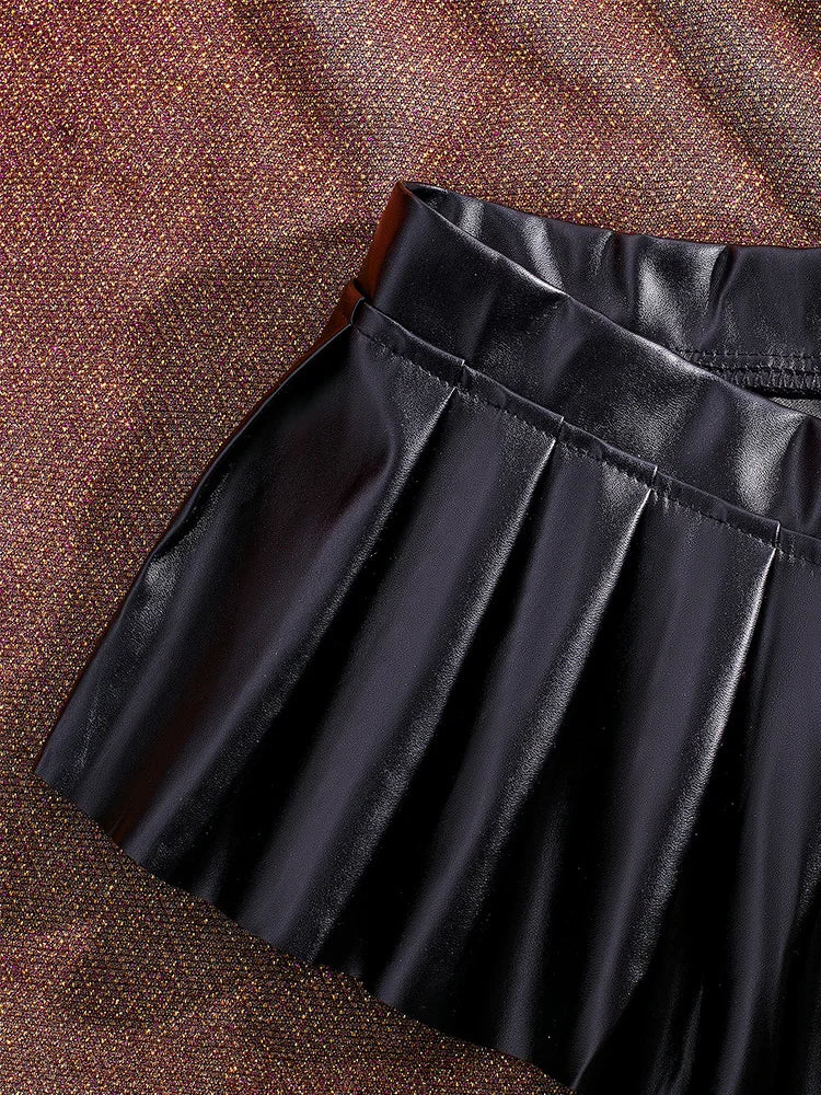 Sexy PU Leather Pleated Skirt Women Solid Basic Mini Skirt Low Waist Skirt Female Nightwear Micro Bikini Skirts Nightclub Skirts - Matrix-studios.com