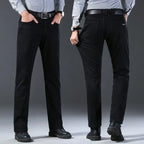 Men's classic high-end fashion versatile jeans, soft and slightly elastic black business denim pants, stylish upper body - Matrix Studios