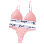 Women Lace Bra And Panties Set Sheer Polka Dot Lingerie Non-wire Bralette Sexy Low Rise Thongs Letter Band Mesh Underwear Set - Matrix-studios.com