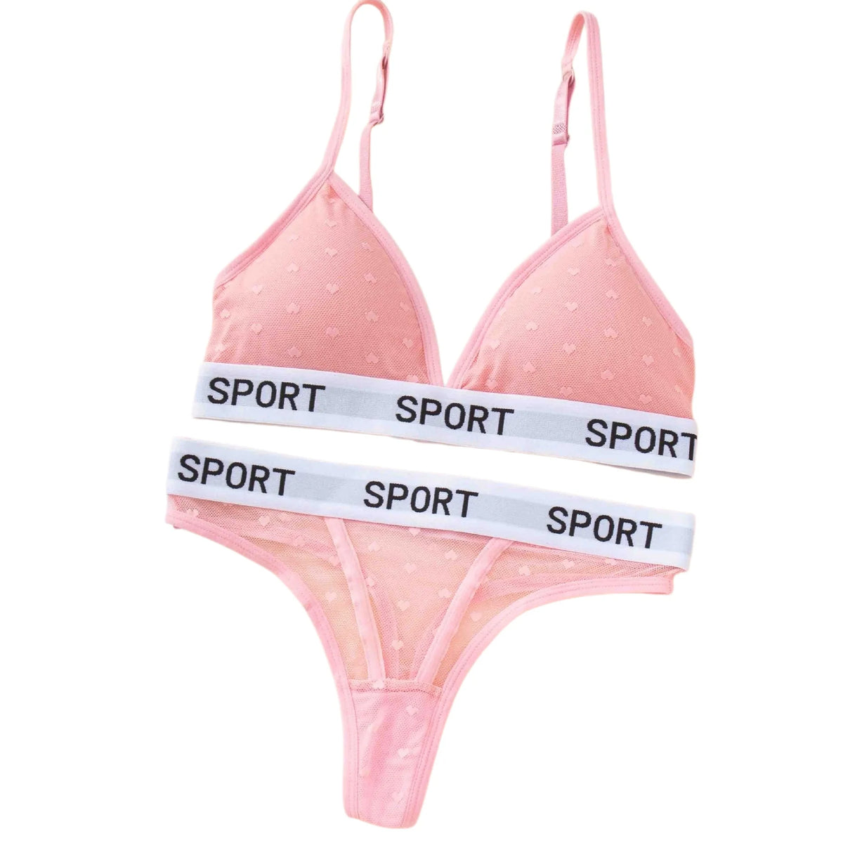 Women Lace Bra And Panties Set Sheer Polka Dot Lingerie Non-wire Bralette Sexy Low Rise Thongs Letter Band Mesh Underwear Set - Matrix-studios.com
