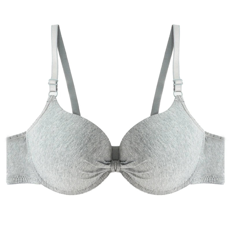 Women's Sexy Cotton Gathered Bra Deep V Underwire Ladied  Brassiere Push Up Lingerie Solid Bras Backless Intimate Underwear - Matrix Studios