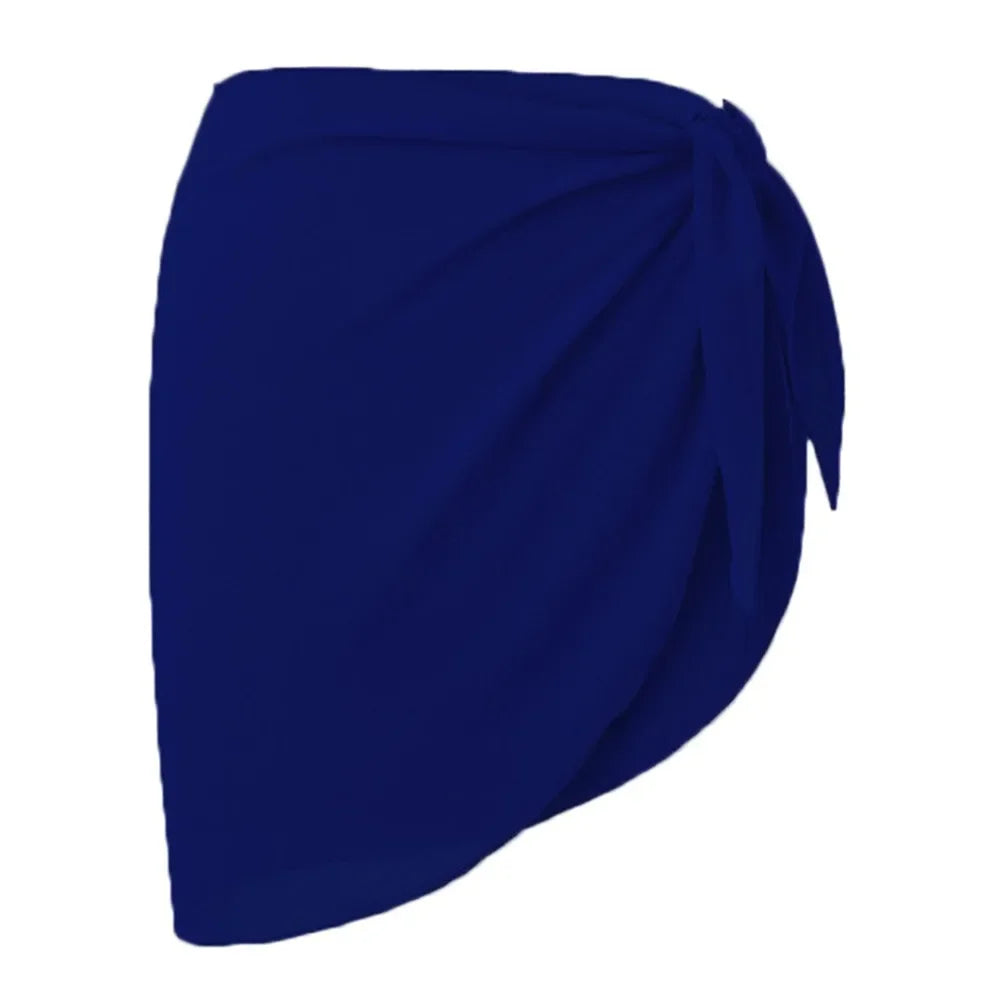 Summer Women Short Solid Sarong Swimsuit Coverups Beach Bikini Wrap Sheer Short Skirt Chiffon Skirt Scarf Swimwear Cover-ups - Matrix Studios
