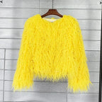 CM.YAYA Solid Faux Fur Coats  Women Full Sleeve O-neck Open Stitch Covered Button Fur Jackets Winter Autumn Warm New Fashion - Matrix Studios