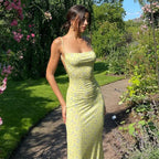 Y2K Floral Print Spaghetti Strap Bodycon Sundress Deep V Neck Long Dress Sexy Backless Summer Dresses Streetwear - Matrix-studios.com