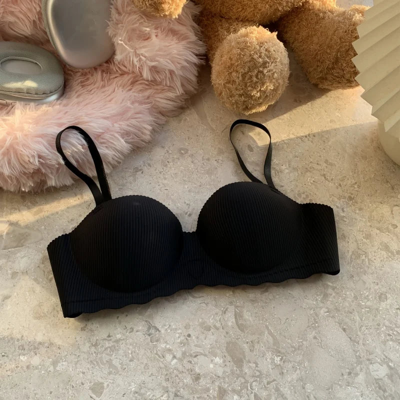 Sexy Push-Up Seamless Bra Women's Non-wire Ribbed Bralette Soft Fixed Half-Cup Underwear Invisible Bra Small Chest Lingerie S-XL - Matrix Studios