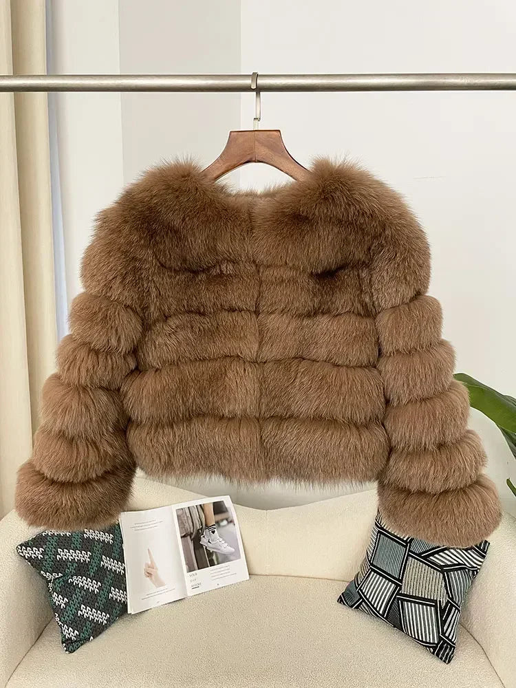 OFTBUY 2024 Winter Real Natural Raccoon Fox Fur Women Coat Short Leather Thickened Warm Jacket Elegant Fashionable Overcoats - Matrix Studios