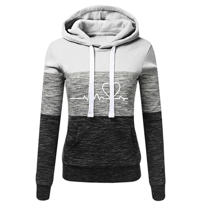 Women Tracksuit Printing Hooded Sweatshirt Sweatpant Color Block Versatile Casual Jogging Pullovers Sport Trousers Outfits S-3XL - Matrix-studios.com