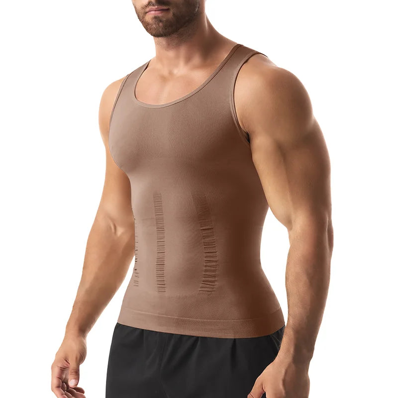 Men's Tight Vest Solid Leisure Sports Fitness High Stretch Running Tank Top Round Neck Sleeveless T-Shirt Can Be Built Inside - Matrix Studios