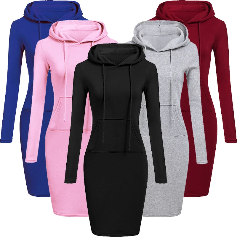 Ladies Dress Autumn Women Hooded Dresses Hoodies Women Sweatshirts Women Hoodies Dress Tops Ladies Clothing - Matrix-studios.com