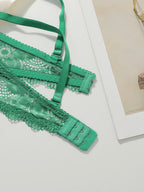 Hot selling green lace lingerie set sexy bra 2-piece set fashionable white display set push up braissere A2123 - Matrix-studios.com