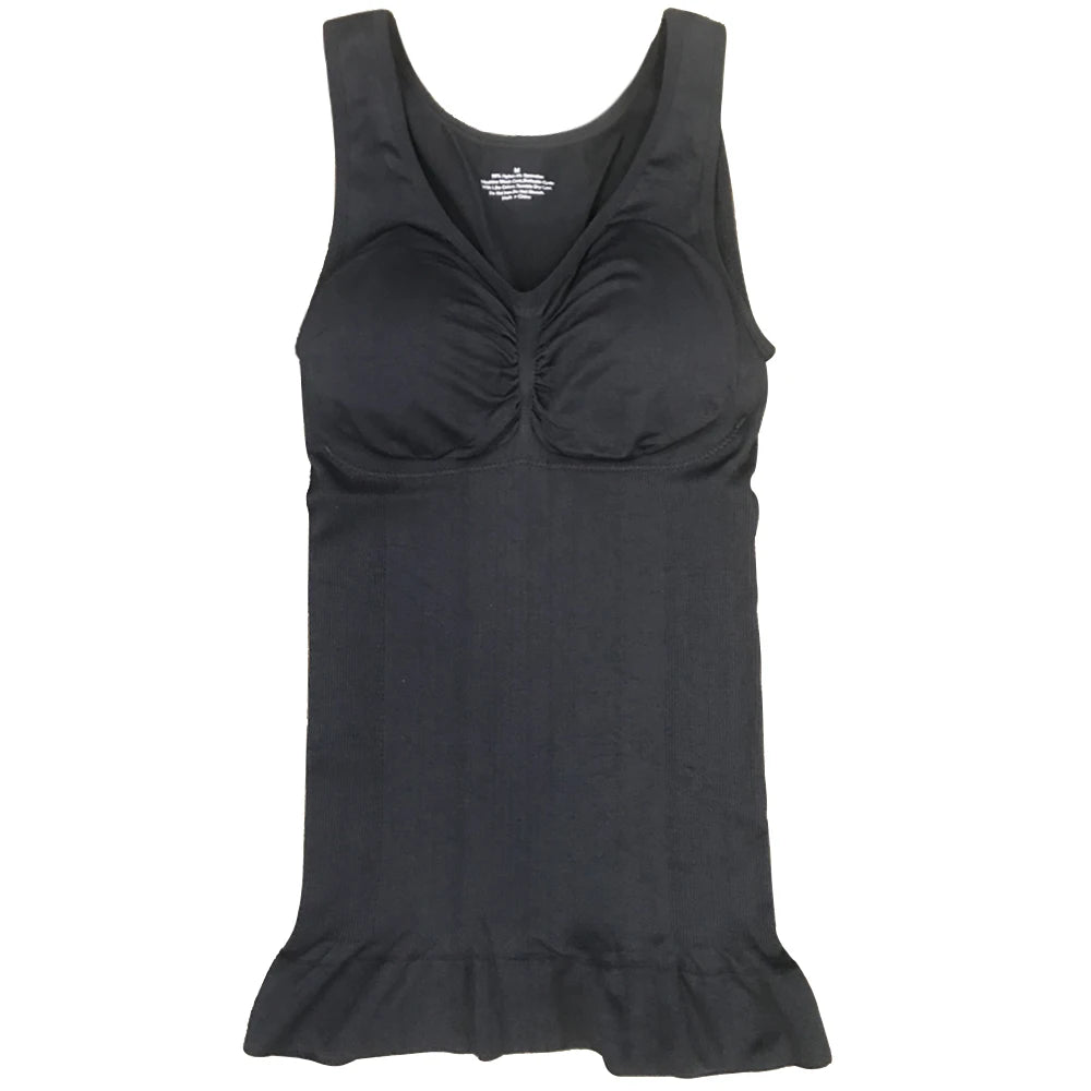 Women Tummy Control Shapewear Classic 2-IN-1 with Padded Bra High Elastic Vest Body Shaper Slim Up Lift Corset Cami Tank Tops - Matrix-studios.com