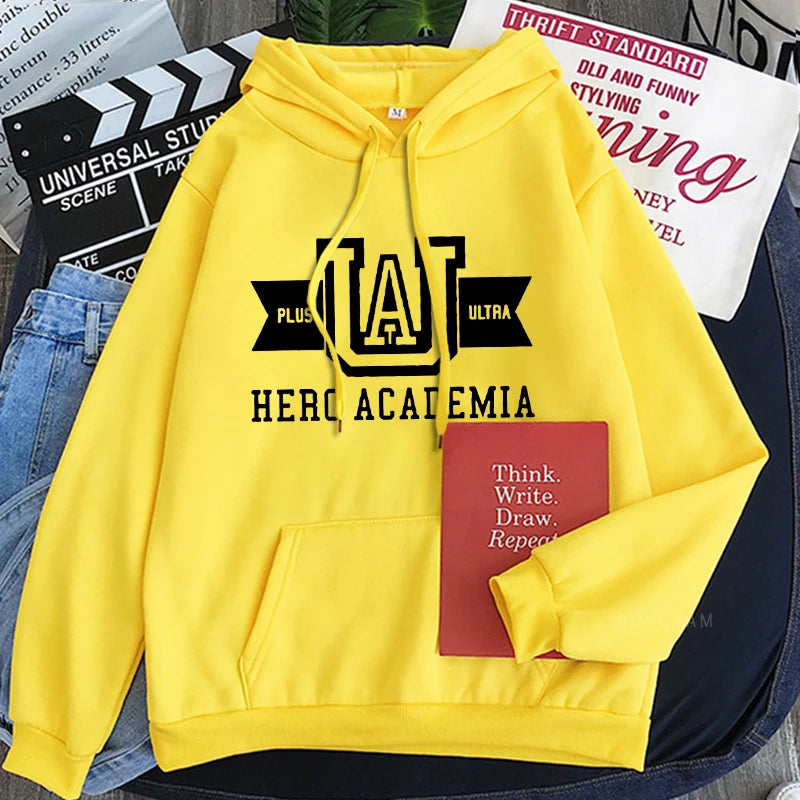 Harajuku Anime Manga UA My Hero Academia Logo Hoodies Sweatshirt Men Long Sleeve Streetwear Women Patchwork Winter Sweatshirts - Matrix Studios