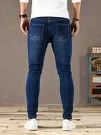 2025 Spring New Mens Slim Fit Classic Skinny Jeans Casual Street Style Casual Mens Skinny Jeans Male Slim Fit Pencil Denim Blue - Matrix Studios