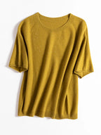 SuyaDream, 100%Merino Wool Pullovers for Woman, Round Neck, Short Sleeved Sweaters, 2025 Fall Winter Soft Warm Top, Pink, Olive - Matrix Studios