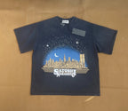 Good Quality Damaged Hole Oversized Tee Logo Embroidery Satoshi T-Shirt Washed Brown Black T Shirt Man - Matrix-studios.com