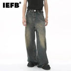 IEFB Summer Men's Denim Pants Old Blue Washed Male Jeans Straight Casual Menwear Loose Wide Leg Trousers New Fashion 9C354 - Matrix Studios