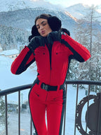 Fashion Hooded Ski Jumpsuit Women Faux Fur Patchwork Zippers Pocket With Belt High Wait Skiing Jumpsuits 2026 Winter Romper Lady - Matrix Studios