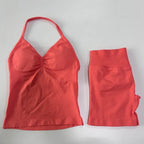 No Logo 2 Pieces Sports Set Women Backless Tank Tops High Waist Scrunch Seamless Shorts Gym Set Sportswear Workout Set Yoga - Matrix-studios.com