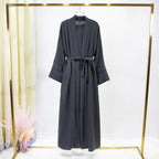 2pics Muslim Sets Muslim Jilbab Two Pieces Women Out Abaya Loose Cardigan Coat Sleeveless Inner Dress Prayer Clothing with Belt - Matrix-studios.com