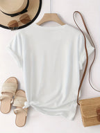 Women's Casual Short Sleeve T-Shirt with Four Heart Graphic Print - Black & Golden, Medium Stretch Round Neck - Matrix-studios.com