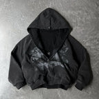 Y2k Gothic Punk Style Printed Star Spot Embroidered Zipper Hoodie Men and Women Fashion Harajuku Retro Oversized Bat Sleeve Top - Matrix Studios