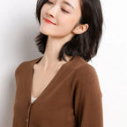Cardigans Women 2025 Autumn Single Breasted V-neck Knitted Sweater Fashion Short Knitwear Solid Blue Green Pink Women's Jumpers - Matrix Studios
