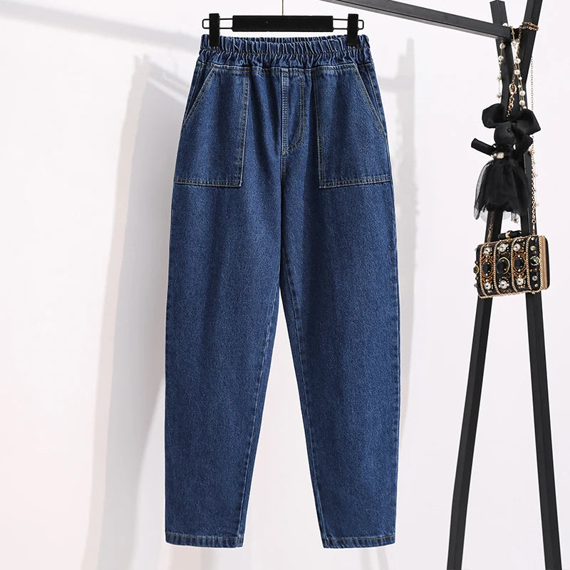 plus Size Denim Trousers High Waist Straight Leg Women's Spring Faion Slimming Long Pants Casual Harajuku Sle Jeans - Matrix-studios.com