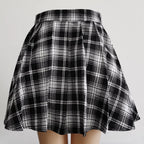 Gothic Sweet Women Pleated Skirt Fashion Plaid Mini High Waist Chic Skirt Kawaii Summer Casual Ladies Plaid Pleated Skirt - Matrix-studios.com