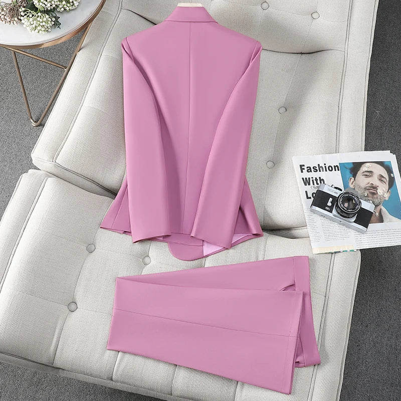 ZJYT Elegant Commuter Blazer Pants Set for Woman 2 Pieces Matching Sets Autumn 2026 Office Lady Work Jacket and Trousers Suit - Matrix-studios.com
